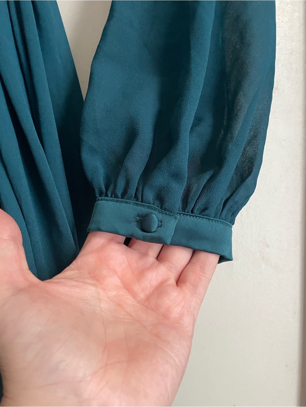 Baltic Born Evangeline Long Sleeve High Low Chiffon Dress Teal - Picture 13 of 13